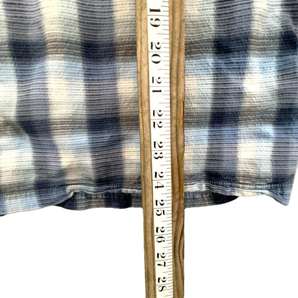 Y2kVan Heusen Men's Blue Plaid Short Sleeve Button Up Casual Shirt Large - Picture 8 of 8